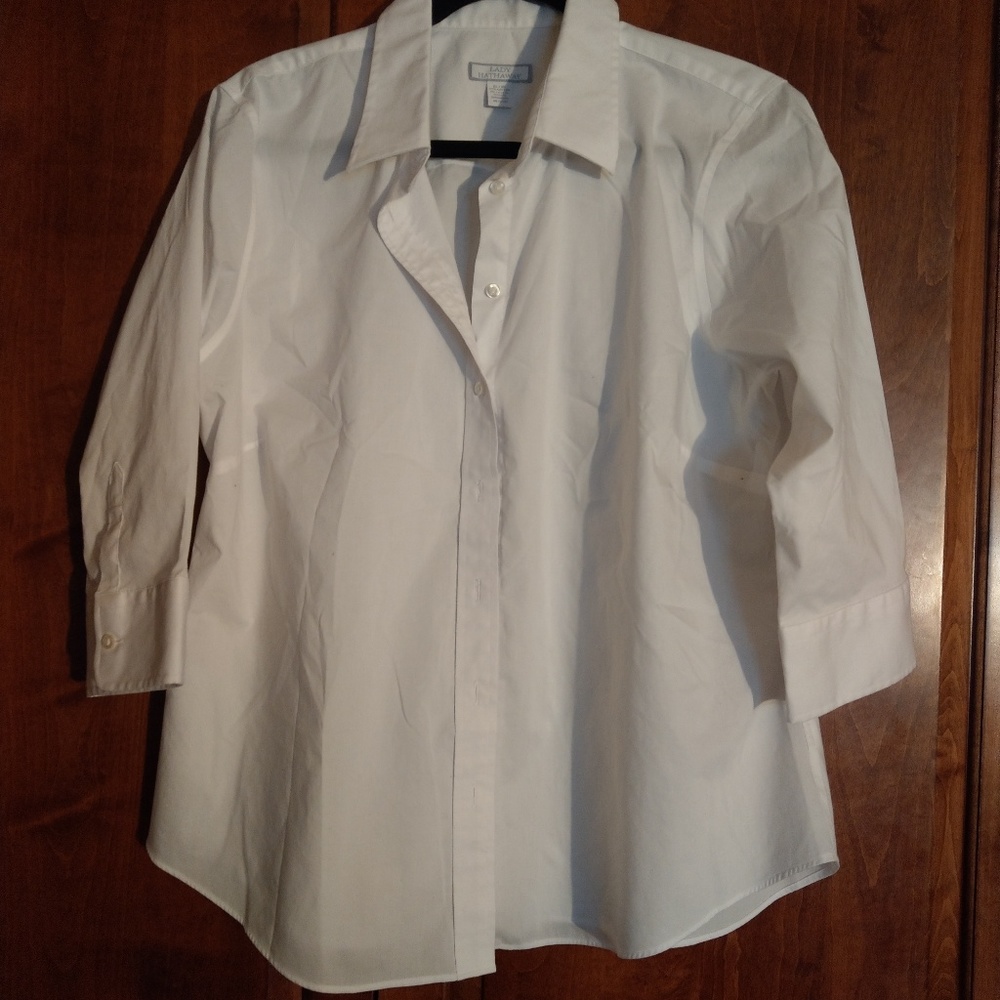 Lady Hathaway 3/4 sleeve white blouse
